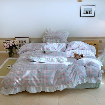 昔可2022新款花边格子系列四件套 爱丁堡格