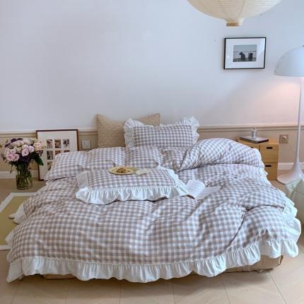 昔可2022新款花边格子系列四件套 苏格咖