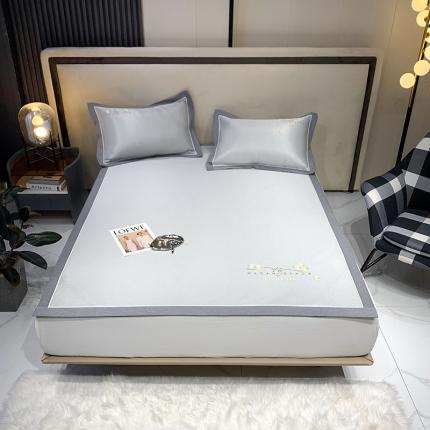 91家纺网 家纺一手货源 找家纺 （总）懒猫 2022新款600D碳光提花刺绣凉席【夕颜】