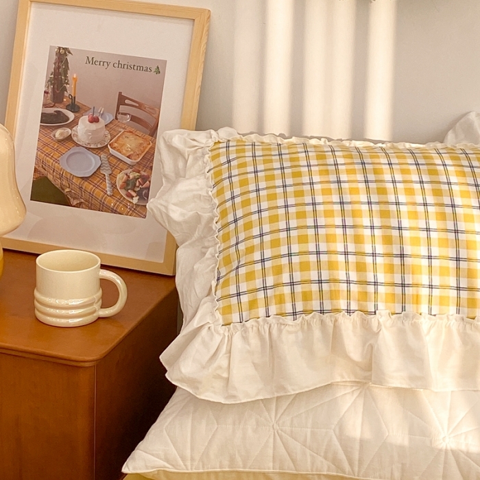 91家纺网 家纺一手货源 找家纺 （总）昔可2022新款花边格子系列四件套