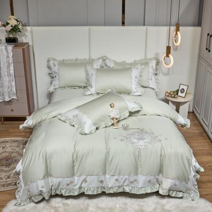 91家纺网 家纺一手货源 找家纺 星尚 2022新款100支长绒棉爱莎贝妮  浅绿