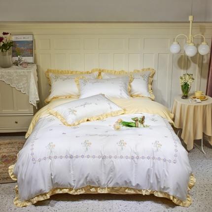 星尚 2022新款100支长绒棉 花艺园  米黄