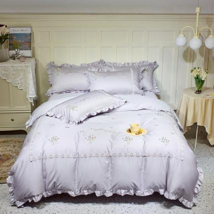 星尚 2022新款100支长绒棉 花艺园  浅紫