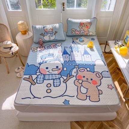 91家纺网 家纺一手货源 找家纺 （总）寐居 2022新款凉感丝0.5乳胶大版乳胶凉席三件套