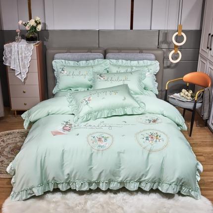 91家纺网 家纺一手货源 找家纺 星尚 2022新款100支长绒棉 梦回楼兰  水绿