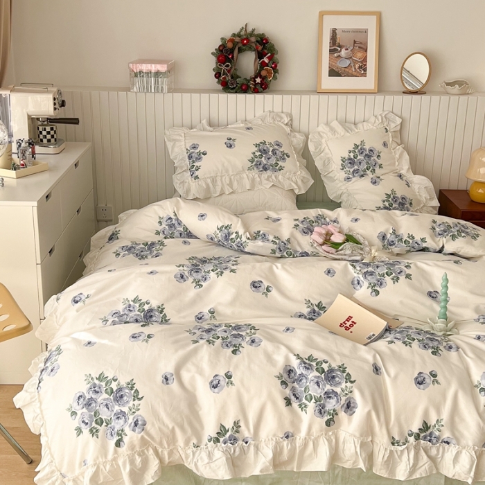 91家纺网 家纺一手货源 找家纺 （总）昔可2022新款复古花花边四件套