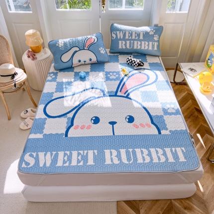 寐居 2022新款凉感丝0.5乳胶大版乳胶凉席三件套 大耳兔