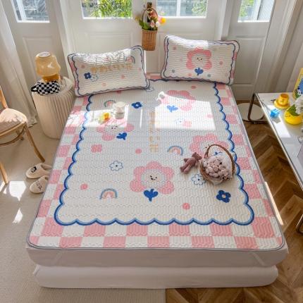 寐居 2022新款凉感丝0.5乳胶大版乳胶凉席三件套美好心情