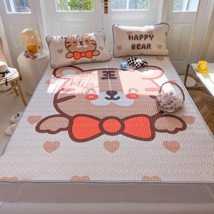 寐居 2022新款凉感丝0.5乳胶大版乳胶凉席三件套 萌萌虎