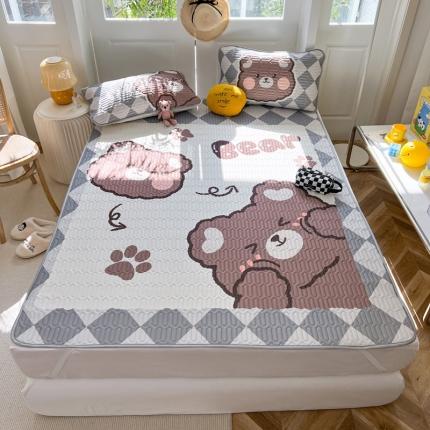 寐居 2022新款凉感丝0.5乳胶大版乳胶凉席三件套 羞羞熊