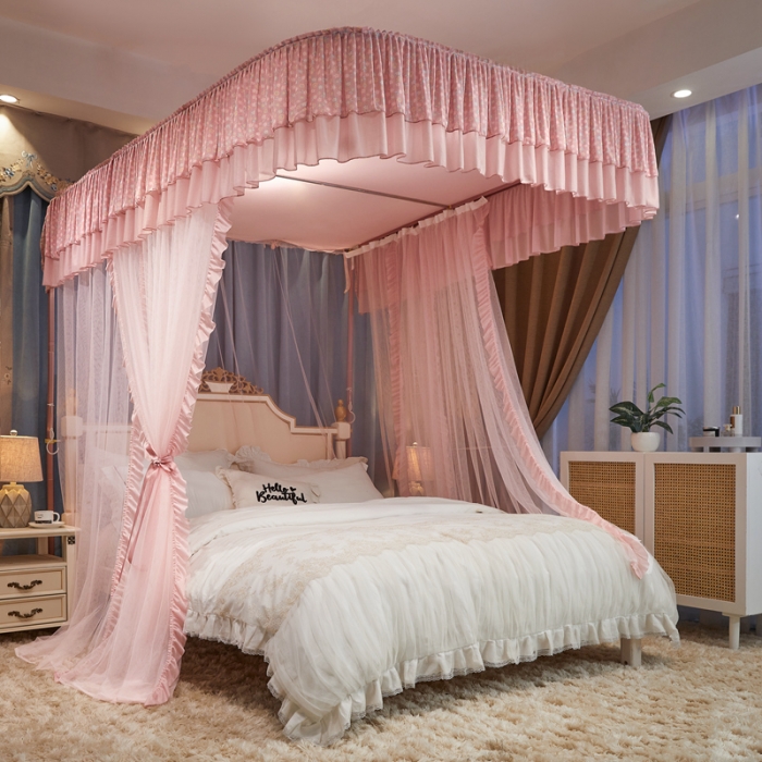 91家纺网 家纺一手货源 找家纺 梦尔佳 2022新款防蚊落地U型蚊帐纱-雅典娜-玉色