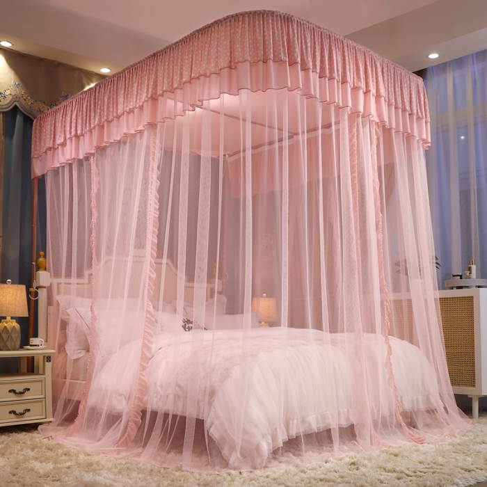 91家纺网 家纺一手货源 找家纺 梦尔佳 2022新款防蚊落地U型蚊帐纱-雅典娜-玉色