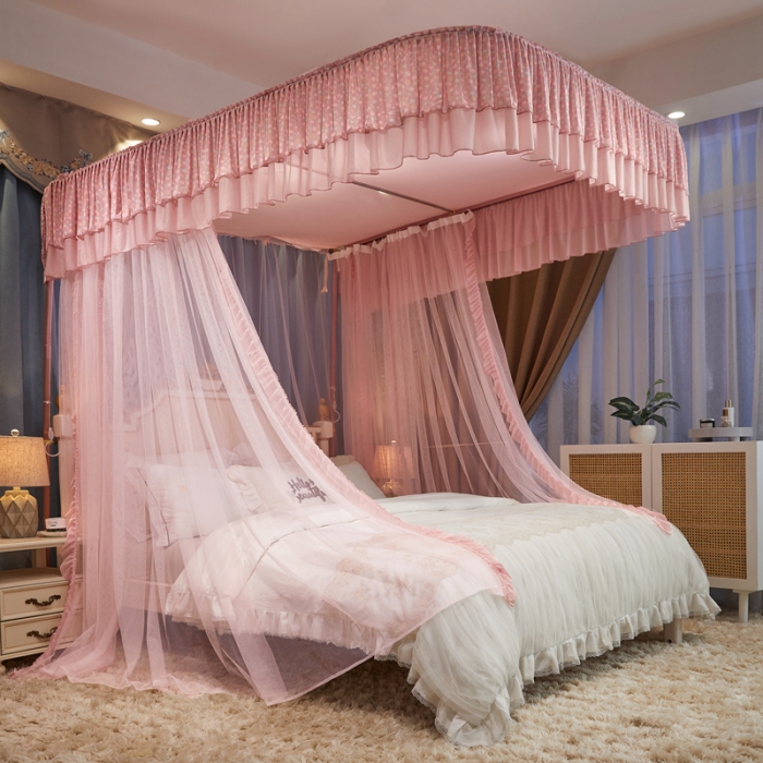 91家纺网 家纺一手货源 找家纺 梦尔佳 2022新款防蚊落地U型蚊帐纱-雅典娜-玉色