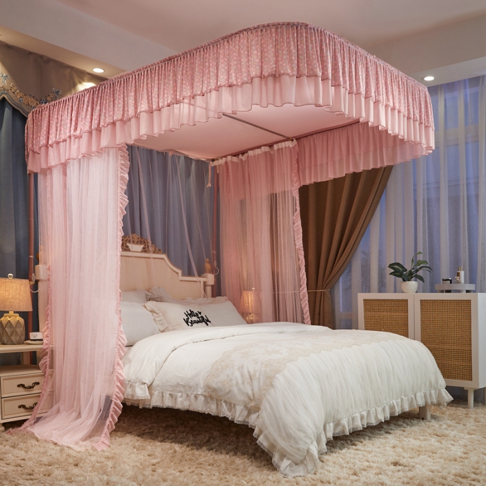 91家纺网 家纺一手货源 找家纺 梦尔佳 2022新款防蚊落地U型蚊帐纱-雅典娜-玉色