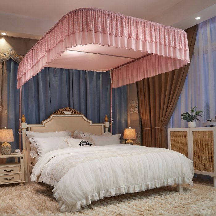 91家纺网 家纺一手货源 找家纺 梦尔佳 2022新款防蚊落地U型蚊帐纱-雅典娜-玉色