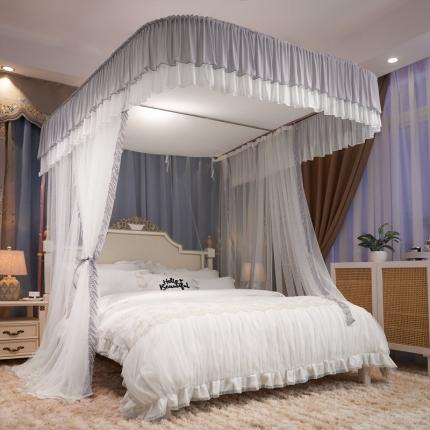 91家纺网 家纺一手货源 找家纺 梦尔佳 2022新款防蚊落地U型蚊帐纱-雅典娜-雅灰