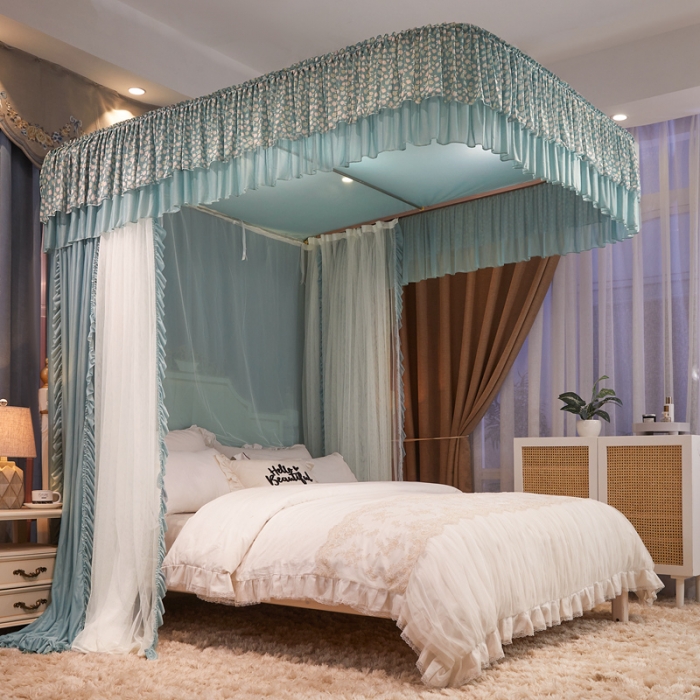 91家纺网 家纺一手货源 找家纺 梦尔佳 2022新款防蚊落地U型蚊帐纱-雅典娜-水沫绿