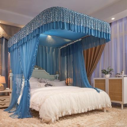 91家纺网 家纺一手货源 找家纺 梦尔佳 2022新款防蚊落地U型蚊帐纱-雅典娜-宝蓝