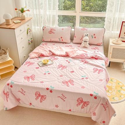 91家纺网 家纺一手货源 找家纺 寐居 2022新款乳胶凉席水洗棉夏被三件套四件套 蝴蝶结