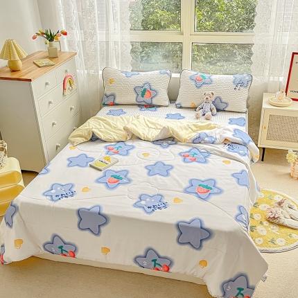 91家纺网 家纺一手货源 找家纺 寐居 2022新款乳胶凉席水洗棉夏被三件套四件套 五角星