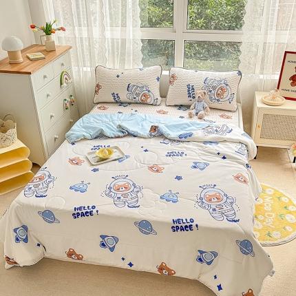 91家纺网 家纺一手货源 找家纺 寐居 2022新款乳胶凉席水洗棉夏被三件套四件套 宇宙星球