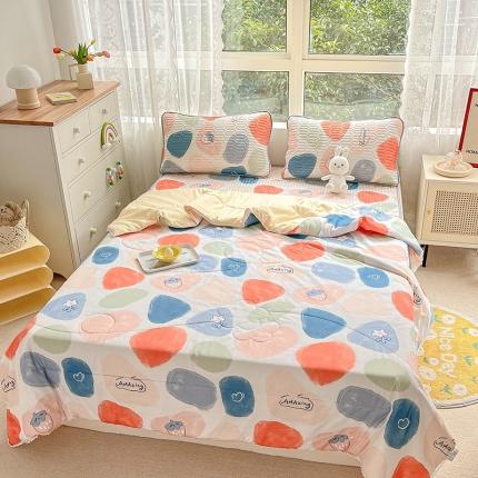 91家纺网 家纺一手货源 找家纺 寐居 2022新款乳胶凉席水洗棉夏被三件套四件套 雨花石