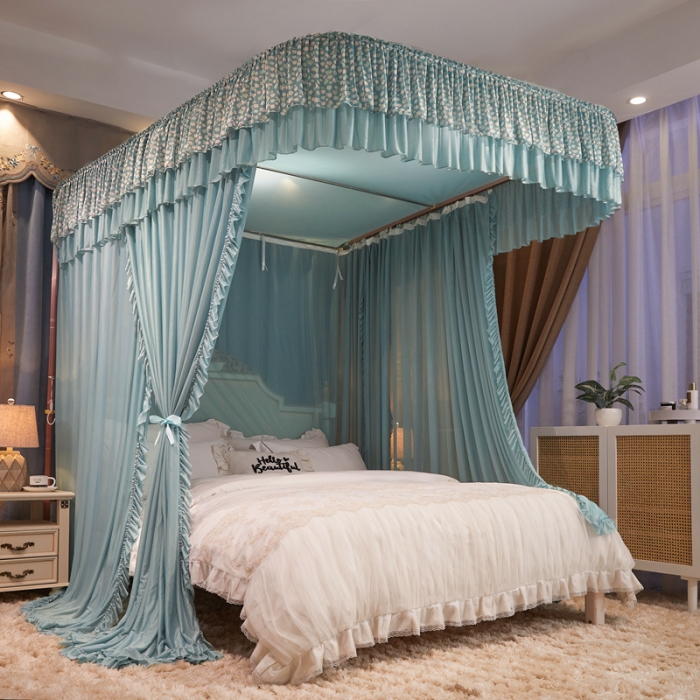 91家纺网 家纺一手货源 找家纺 梦尔佳 2022新款防蚊落地U型蚊帐布-雅典娜-水沫绿