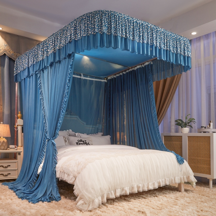 91家纺网 家纺一手货源 找家纺 梦尔佳 2022新款防蚊落地U型蚊帐布-雅典娜-宝蓝