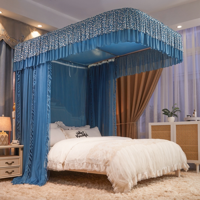 91家纺网 家纺一手货源 找家纺 梦尔佳 2022新款防蚊落地U型蚊帐布-雅典娜-宝蓝