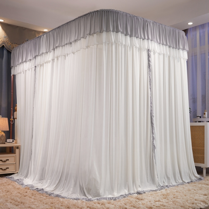 91家纺网 家纺一手货源 找家纺 梦尔佳 2022新款防蚊落地U型蚊帐布-雅典娜-雅灰