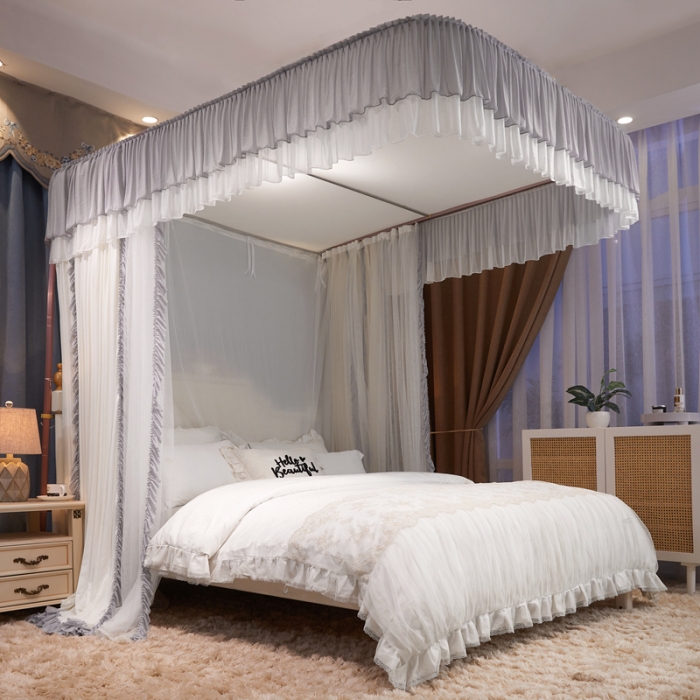 91家纺网 家纺一手货源 找家纺 梦尔佳 2022新款防蚊落地U型蚊帐布-雅典娜-雅灰