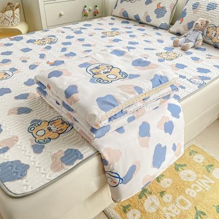 寐居 2022新款乳胶凉席水洗棉夏被三件套四件套 豹纹虎