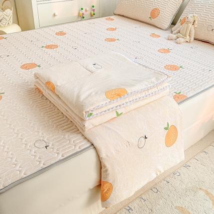 寐居 2022新款乳胶凉席水洗棉夏被三件套四件套 我爱橘子