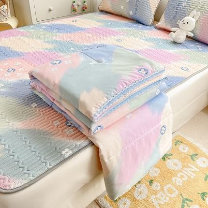 寐居 2022新款乳胶凉席水洗棉夏被三件套四件套 五彩缤纷
