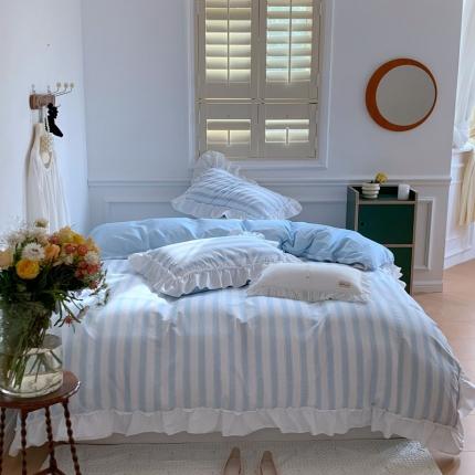 （总）昔可2022新款花边条纹系列四件套