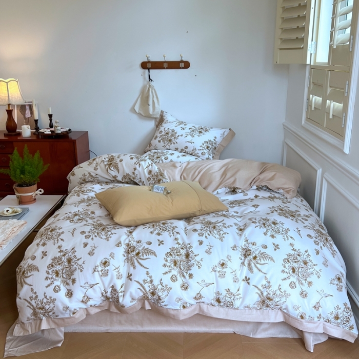 91家纺网 家纺一手货源 找家纺 昔可2022新款轻奢dior风四件套 蝴蝶玫瑰 金