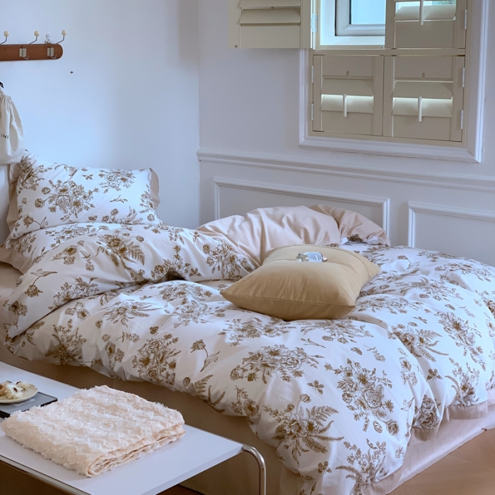 91家纺网 家纺一手货源 找家纺 昔可2022新款轻奢dior风四件套 蝴蝶玫瑰 金