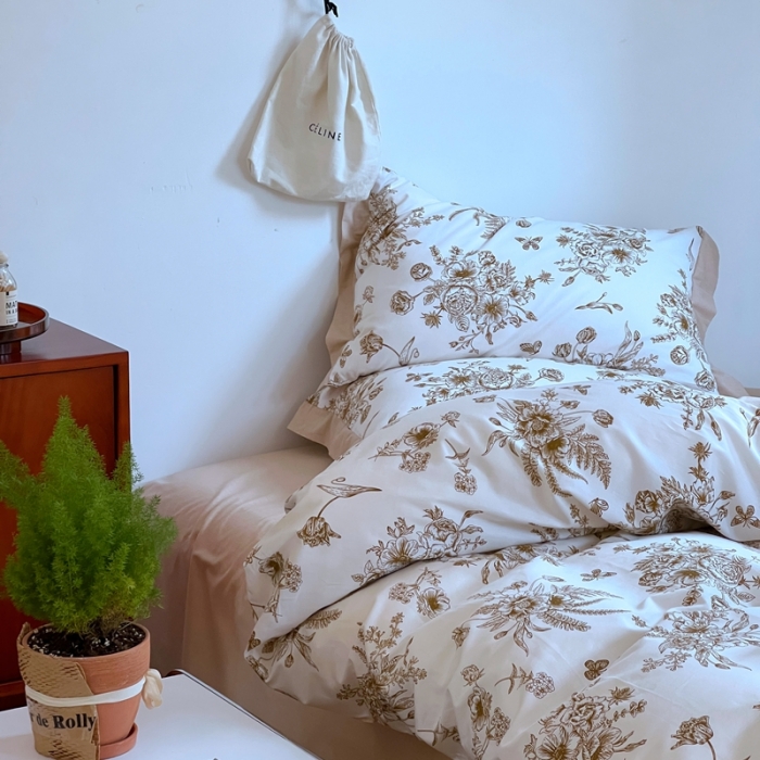 91家纺网 家纺一手货源 找家纺 昔可2022新款轻奢dior风四件套 蝴蝶玫瑰 金