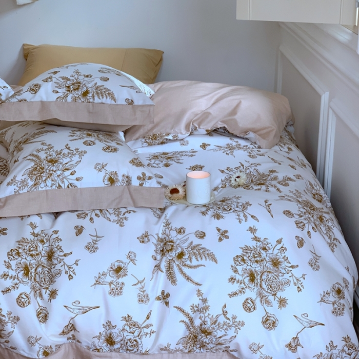 91家纺网 家纺一手货源 找家纺 昔可2022新款轻奢dior风四件套 蝴蝶玫瑰 金