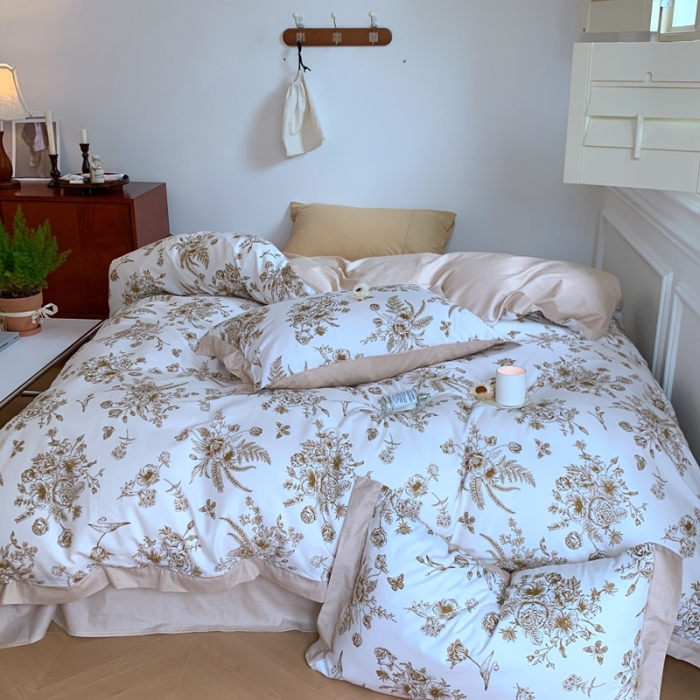 91家纺网 家纺一手货源 找家纺 昔可2022新款轻奢dior风四件套 蝴蝶玫瑰 金