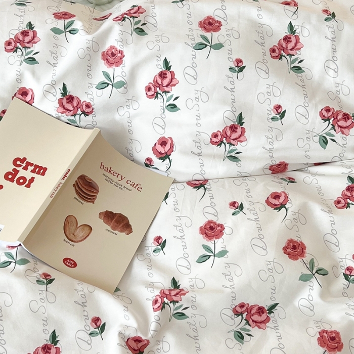 91家纺网 家纺一手货源 找家纺 昔可2022新款复古花花边四件套 法式恋恋玫瑰