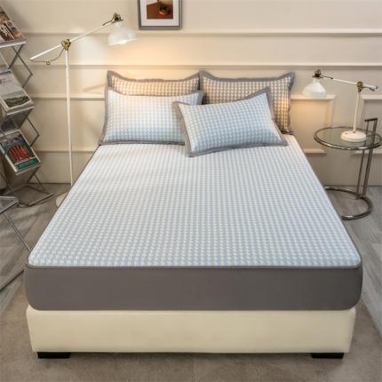 孩子王 2024新款升级轻奢床笠款冰丝凉席 千鸟格蓝