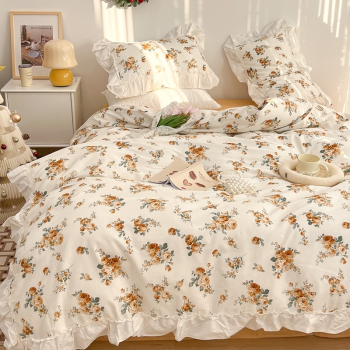 91家纺网 家纺一手货源 找家纺 昔可2022新款复古花花边四件套 桔梗香气