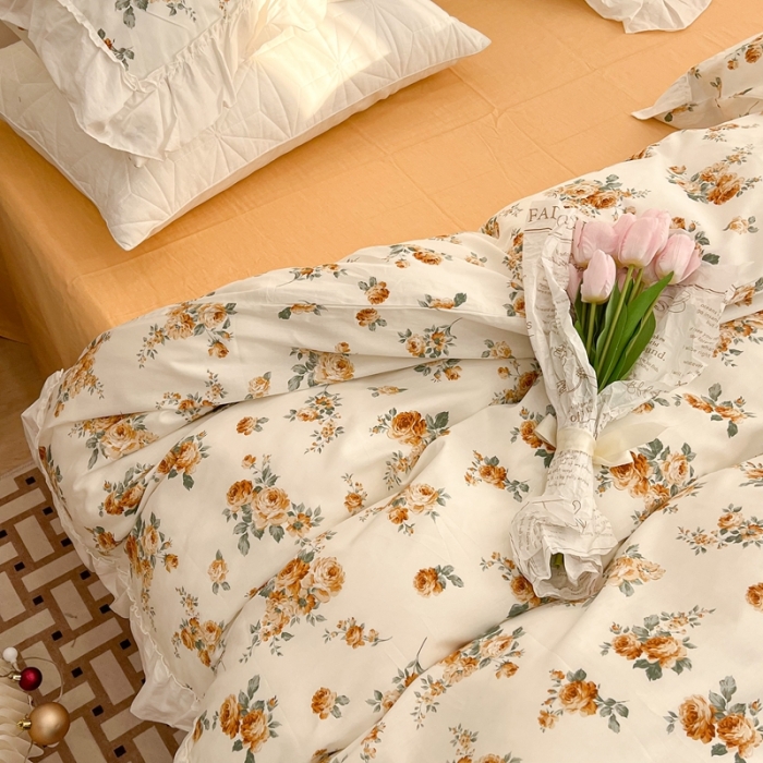 91家纺网 家纺一手货源 找家纺 昔可2022新款复古花花边四件套 桔梗香气