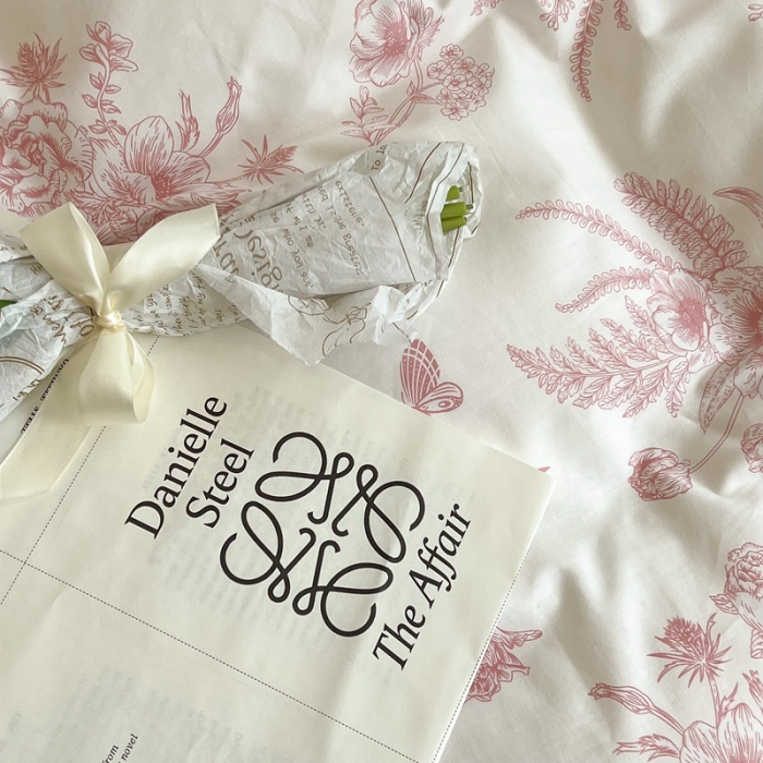 91家纺网 家纺一手货源 找家纺 昔可2022新款轻奢dior风四件套 蝴蝶玫瑰 粉