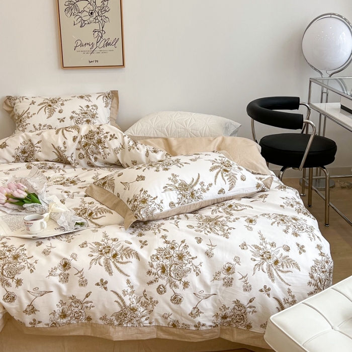 91家纺网 家纺一手货源 找家纺 昔可2022新款轻奢dior风四件套 蝴蝶玫瑰 金