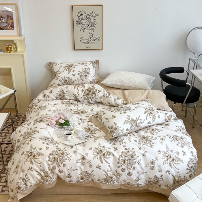 91家纺网 家纺一手货源 找家纺 昔可2022新款轻奢dior风四件套 蝴蝶玫瑰 金