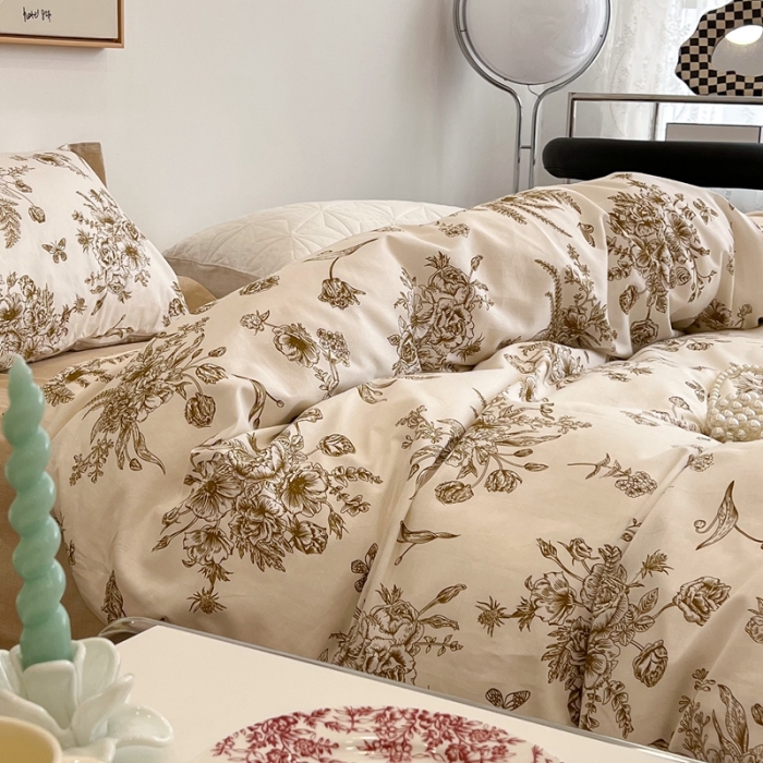 91家纺网 家纺一手货源 找家纺 昔可2022新款轻奢dior风四件套 蝴蝶玫瑰 金