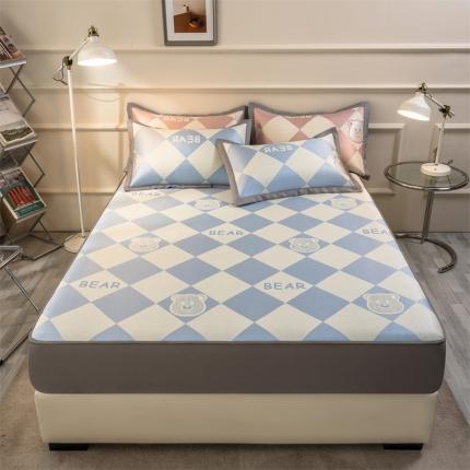 91家纺网 家纺一手货源 找家纺 孩子王 2024新款升级轻奢床笠款冰丝凉席 小熊维尼蓝