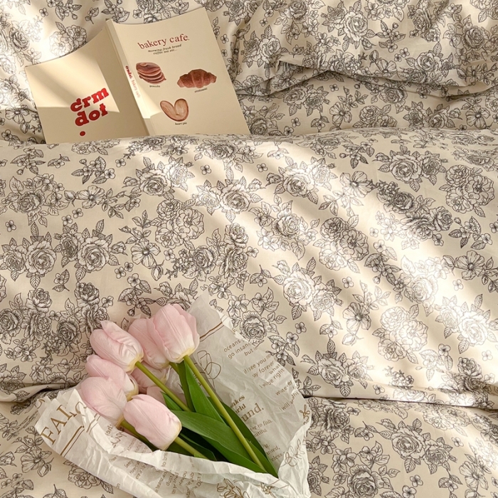 91家纺网 家纺一手货源 找家纺 昔可2022新款复古花花边四件套 莫里斯花房